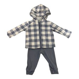 Carter's Cream and Gray Checkered Outfit 2 Piece Unisex Set size 6-9M